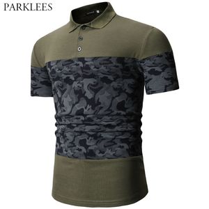 Camuflaje Patchwork Summer Polo Shirt Hombres Casual Slim Fit Mens Polo Shirts Transpirable Business Hombres Camisas de Polo 2XL 210524