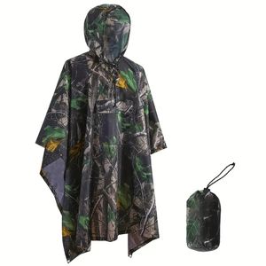 Poncho de pluie imperméable à imprimé camouflage, veste de pluie à capuche réutilisable et portable pour adultes
