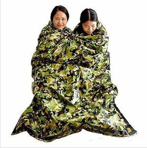 Camouflage survie sac de couchage d'urgence garder au chaud imperméable Mylar premiers secours couverture d'urgence chaude en plein air Camping sacs de couchage EZYQ439