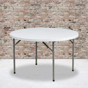 Meubles de camp Table pliante ronde en plastique blanc granit de 4 pieds, chaise de camping, fournitures de pique-nique, équipement pliant d'extérieur léger pour tourisme