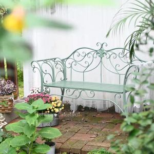 Muebles de campamento, banco de silla doble de Metal para jardín de estilo rural con reposabrazos para Villa, Patio, decoración de parque