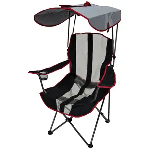 Camp Meubles pliables de camping extérieur chaises de pêche à la plage avec support de tasse de canopée - Stripe noire