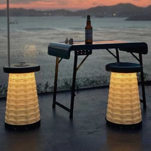 Muebles de campamento LED Taburete telescópico plegable portátil al aire libre Silla de pesca conveniente plegable Camping Pesca Playa Taburete de iluminación LED afuera HKD230909