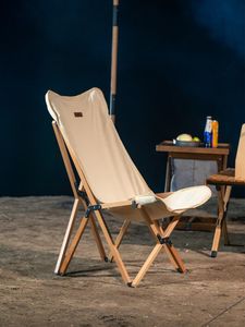Meubles de camping chaise pliante extérieure en bois réel le papillon maison été blanc Portable Camping pêche parc chaise de plageCamp