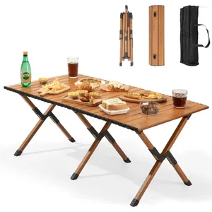 Camp Furniture Portable Low Picnic Table tout usage Roll Up Camping With Wood Grain Desk Dining Tables Supplies Chair Pliance Outdoor