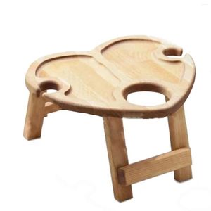 Table de pique-nique Portable de meubles de Camp pour le vin et le verre plateau de fromage de Snack en forme de coeur de Champagne pliable en bois extérieur