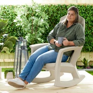 Camp Furniture Semco Plastics Rockaway Chaise à bascule d'extérieur en résine robuste résistant aux intempéries pour porche et jardin vert