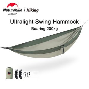 Camp Furniture Swing Hammock Ultralight Outdoor Portable Anti Rollover Travel Camping Graden 340T Fabric de tissu 200kg 230816
