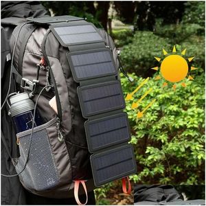Camp Kitchen Folding Outdoor Solar Panel Charger Portable 5V 21A Usb Output Devices Hiking Backpack Travel Power Supply For 231123 Dr Dhgqj
