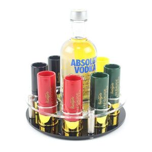Camp Kitchen Hunting Shooting Outdoor 8 Pcs Gift 12 Gauge Shotgun Shell Shot Glasses Set with Acrylic Cup Holder Bullet Cup Rifle Tactical YQ240123