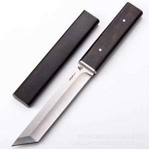 Couteaux de chasse de camping Bois noir japonais extérieur D2 acier couteau droit famille couteau de camping en plein air couteau droit de chasse dans la jungle (style samouraï) P230506
