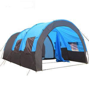 Tente de Camping 8-10 personnes, 2 chambres, 1 salon, Tunnel étanche, Double couche, grand auvent familial, pare-soleil