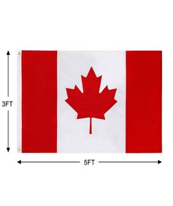 Drapeau du Canada Direct stock d'usine en gros 3x5 pieds 90x150cm 100% polyester pour décoration suspendue bannière CA CAN 3x5 pieds feuille de drapeaux canadiens avec œillets en laiton8532271