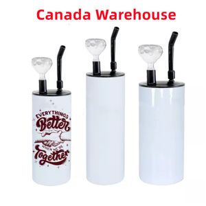 Canada Entrepôt Sublimation Verres à narguilé droits 15 oz 20 oz 22 oz Tasses à fumer en acier inoxydable avec couvercle paille DIY Bouteille d'eau de voyage portable B5