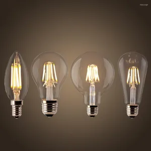 Bombilla de vela E14 Vintage C35 Luz de filamento E27 LED Lámpara de globo Edison 220V A60 Vidrio 2W 4W 6W 8W REGULABLE