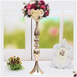 Bougeoirs 10 pièces/lot or 50Cm/20 fleur Vase chandelier décoration de mariage centres de Table support route plomb livraison directe Ho Dhijt