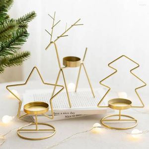 Candlers 1pc Nordic Christmas Holder Anti-Deform Metal décoratif pentagramme Elf Tree Candlestick for Home Decorations