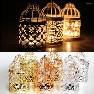 Bandlers 1pcs Hollow Out Iron Birdcage Shape Candlestick for Home El Ornament Holiday Christmas Wedding Party Decor