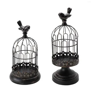 Candlers 2pcs Iron Art Gift Bird Cage Holder Set Chadow Home Decor Table Centorpiece Party Wedding Living Room Gothic Affichage
