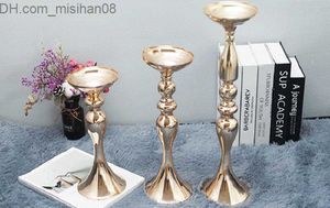 Candelabros 3 candelabros de oro de tamaño para accesorios de boda pequeña sirena florero chapado en hierro artículos de flores decoración de estilo europeo Z230720