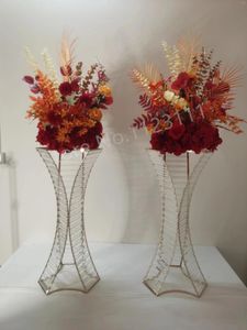 Bougeoirs 4 pièces décoration d'événement or support de fleurs vases pièce maîtresse géométrique fournitures de fête