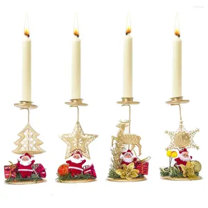 Candlers Christmas Candlestick rétro Retro Whited Iron Santa Claus Tree Creative Dining Table Party Home Decoration