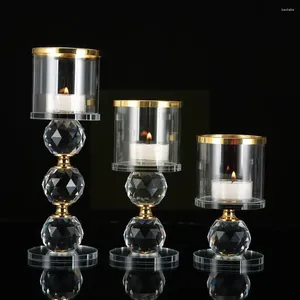 Bandlers Crystal Crystal Elegant Table Top Candlestick Shinning Diamond Decorative Stand for Wedding Party Decor A2S8