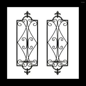 Soportes de velas Decorativas Decorativas Black Scrolled Ivy Metal Té de té Light Suppilón de pared colgante