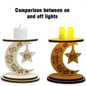 Candlers DIY WOODEN LOOD LED HOLDER 2024 Ramadan Decoration Party Islamic Eid Candlestick Supplies Home Table Mubarak Muslim G5T3