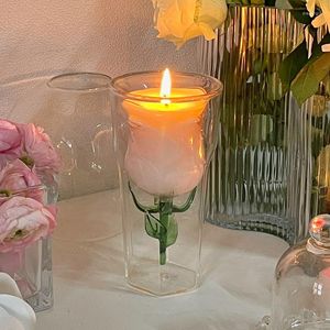 Portavelas Copa de vidrio en forma de flor de doble uso para decoraciones de boda Boda / Fiesta / Festivales