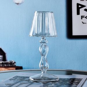 Bougeoirs porte-verre en cristal européen lampe de table géométrique support transparent chandelier romantique Porta Candele meubles