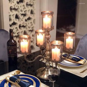 Candelabros estilo europeo Vintage hierro jardín único Glam diseño estético Kerze Halter boda centros de mesa