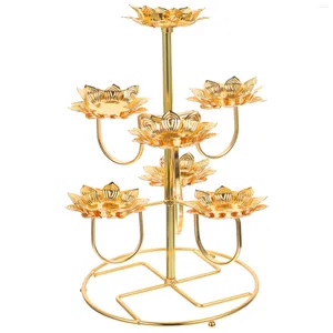 Bougeoirs Ghee porte-lampe support Temple bougeoir créatif chandelier Lotus support métal articles pour la maison Diwali