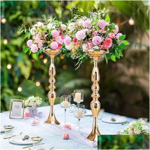 Bougeoirs Bougeoir En Métal Fleurs De Mariage Vases Simation Soie Fleur Boule Chandelier Centres De Table De Fête À La Maison Dhgarden Dhatb