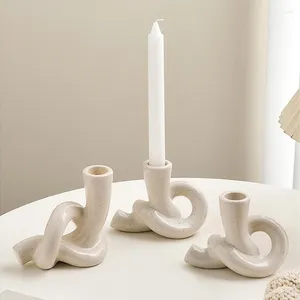 Bandlers Nordic Candlestick Céramique Holder Ins White Decorative Chandeliers Chambre de bureau Decor