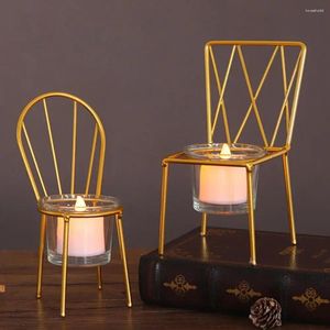 Candlers Nordic Style Chair Design Iron Holder Bandlestick Metal Ornets Crafts Home Party Decoration