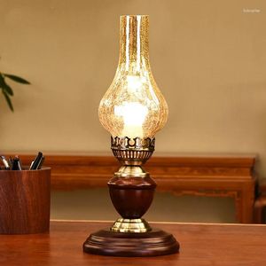 Candlers Retro American Style Bois massif / métal / verre Decorative Kerosène Lampe Bureau d'étude appropriée