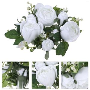 Candlers Rings Piliers Bougies Artificial Leaf Flower Flearpieces Tables Tables Wath the Wreats Rose Wedding Decorations Cérémonie
