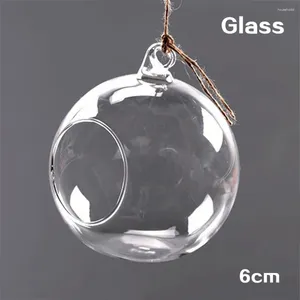 Candlers porte-lumière du support de thé rond rond en verre suspendu en verre succulent de style succulent dia.6cm