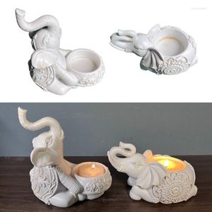 Bougeoirs Thai Elephant Wraps Tea Light Holder Lucky Figurine Home Decor Gift Feng Shui Idea