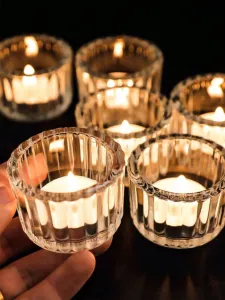 Bougies 2pcs en verre Soalight Candlers Small Clear Mini Candlestick Table maître de table DÉCORATIONS DE MAIN