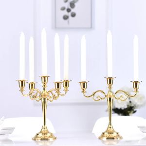 Cougies Candlelabra Candlelight Dîner Bandle Hotel Mariage Bronze Gold Home Home Decoration Metal Retro