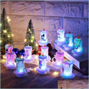 Velas Navidad Led Luces Nocturnas Papá Noel Muñeco De Nieve Vela Portátil Sin Llama Feliz Hogar Oficina Decoración De Escritorio Entrega De Gota Jardín Dhdu5