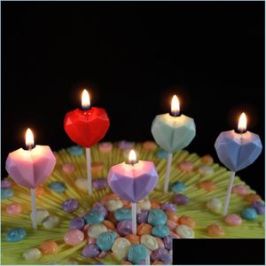 Velas Diamante Amor Cumpleaños Vela Creativa En forma de corazón Pastel sin humo para banquete Propuesta Matrimonio Fiesta de bodas Entrega de gota Dhqra