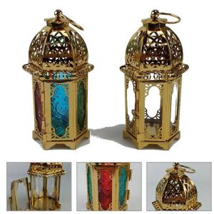 Cougies Gold château européen chandelle vintage suspendu bougeur de bougie marocain en verre bougie lanterne mariage décor de maison ornements