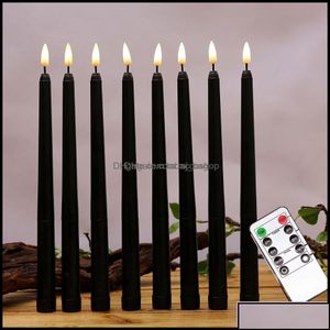 Velas para decoración del hogar, paquete de jardín de 6 mandos a distancia para Halloween, batería de pilar falso sin llama de Color negro con entrega de gota Ot8Q5