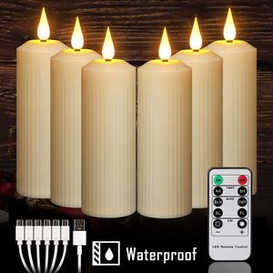 Bougies LED bougie rechargeable par USB avec flamme vacillante mariage décoratif photophore chronométré colonne à distance 230919