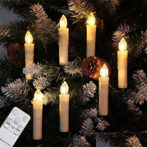 Bougies LED Bougie d'arbre de Noël en plastique sans flamme minuterie de scintillement télécommande à piles faux pour l'année décor à la maison 220510 Dr Dhfvk