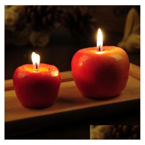 Bougies S / M / L Bougie de pomme rouge avec boîte forme de fruit lampe parfumée anniversaire cadeau de mariage fête de Noël décoration de la maison en gros Dro Dhq6S