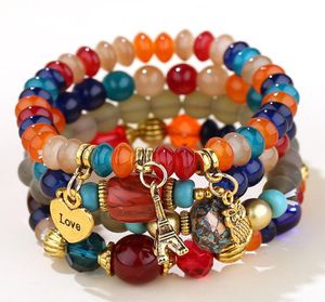 Couleur bonbon multicouche bohême Bracelets résine perles pierre Bracelets pour Femme Bijoux hibou Bracelet à breloques Femme Bijoux 20204877670